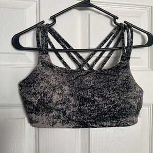Athleta Black and Taupe Sports Bra with Strappy Cross Back Design Size Medium